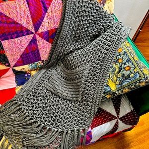 Long knitted scarf / hand made / wool blanket scarf
